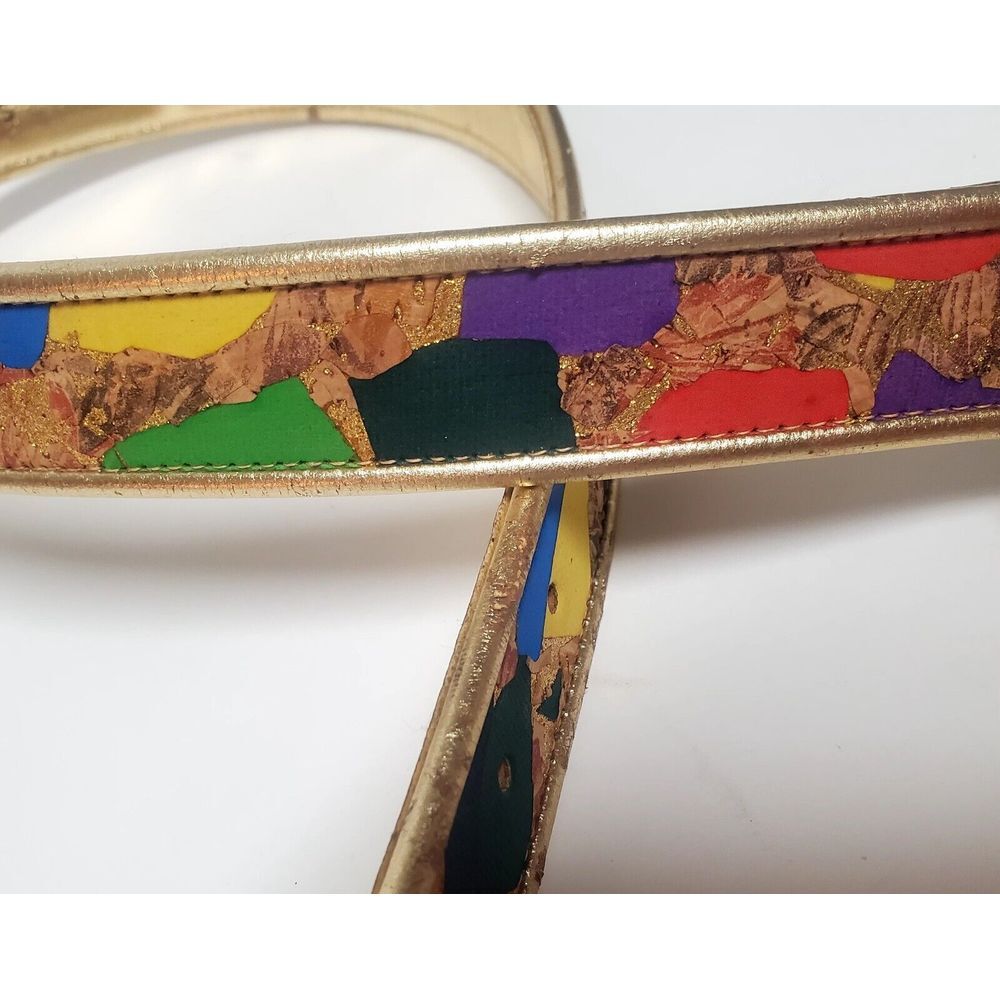 Gail Labelle Belt 3616 Cork/Abstract Colorful Paint Print/Gold Adjust SM Spring!